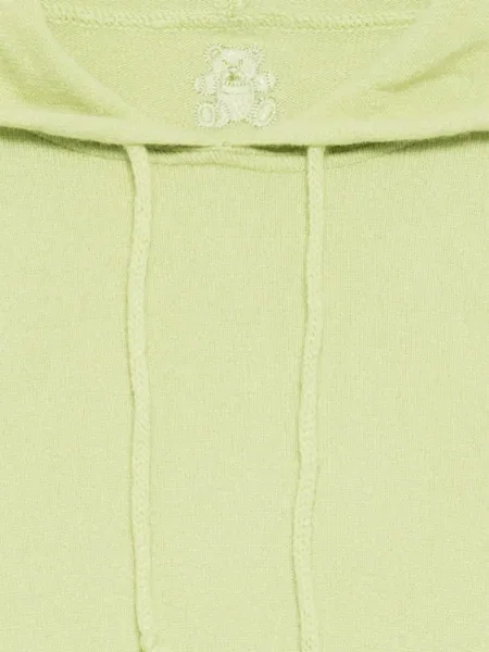 Hanorac cu glugă Teddy Cashmere cu broderie din cașmir teddy verde