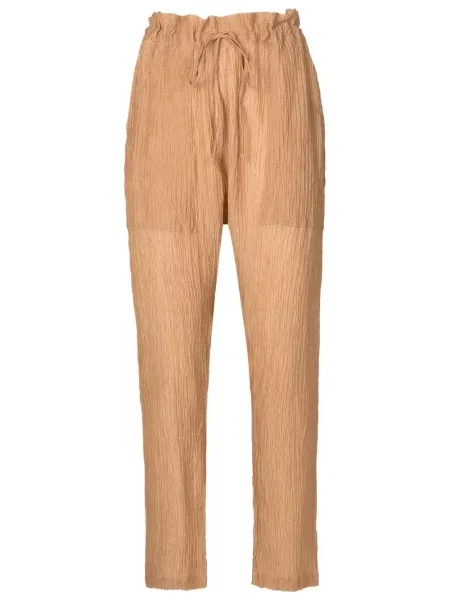 Pantaloni Amir Slama de mătase maro