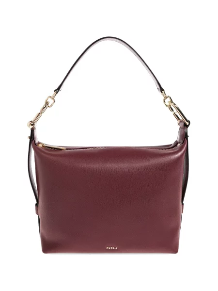 Geantă shopper Furla din piele cu autograf roșu