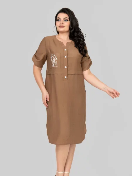 Лляна Сукня міді All Posa коричневий