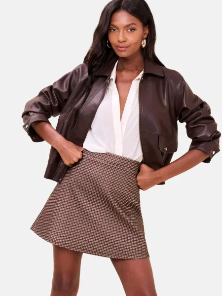 Lipsy Fustă crem / bleumarin maro