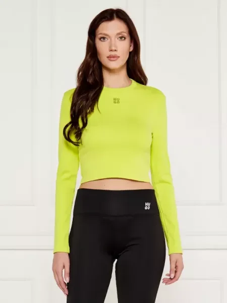 HUGO Bluză DAFILOMENA | Cropped Fit verde