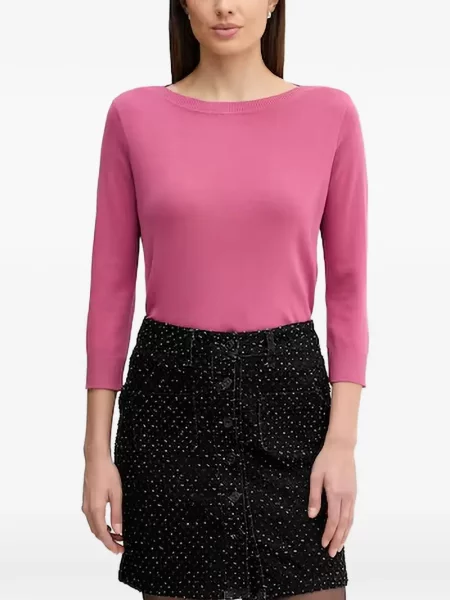 Pulover Benetton cu mâneci trei sferturi roz