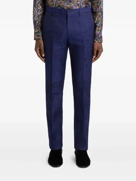Pantaloni Etro cu model paisley albastru