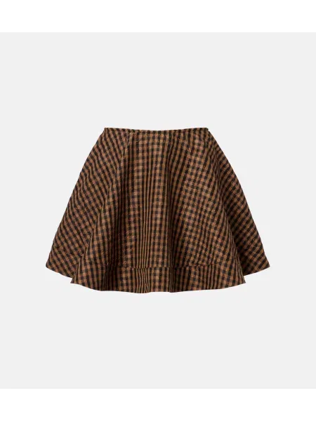 Fustă Ganni în carouri maro