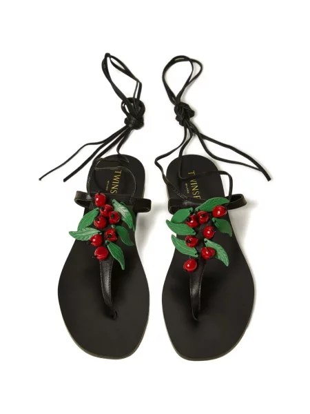 Sandale Twinset cu șireturi din dantelă negru