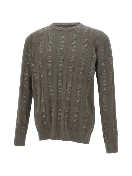 Pulover Iceberg cu decolteu rotund cu autograf verde