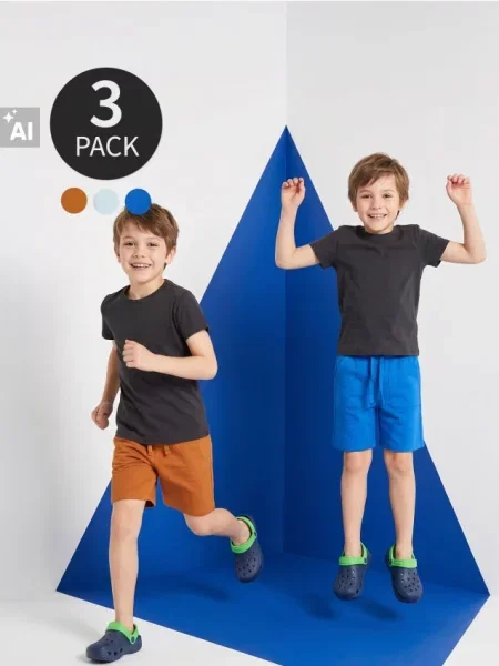 Sinsay Teplákové kraťasy s vysokým podílem bavlny 3 pack hnědá