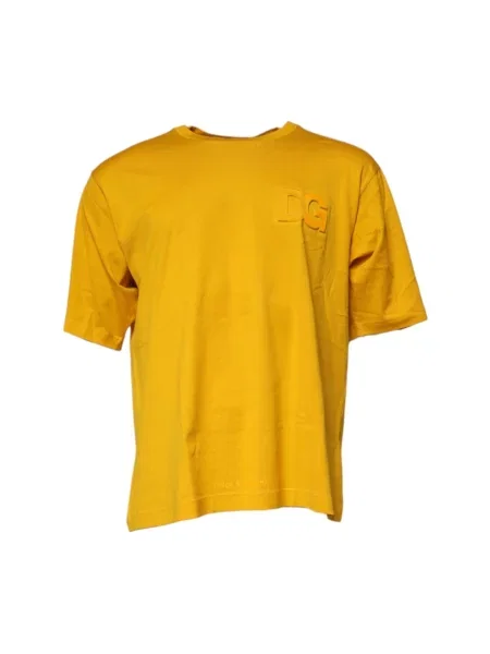 Koszulka Dolce And Gabbana z logo z dżerseju żółta