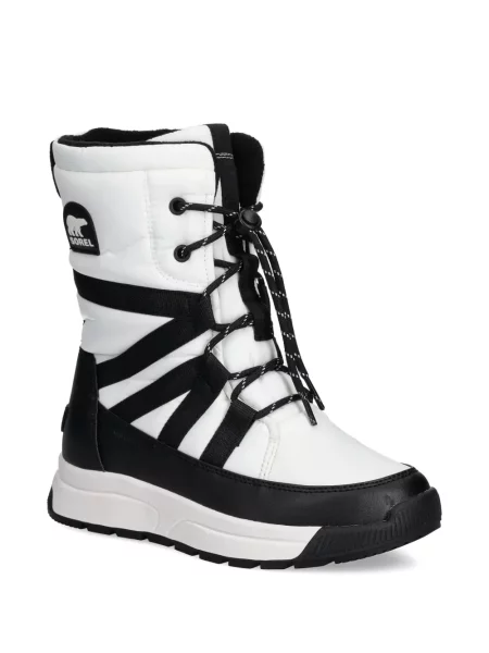 Botine Sorel cu șireturi din dantelă alb