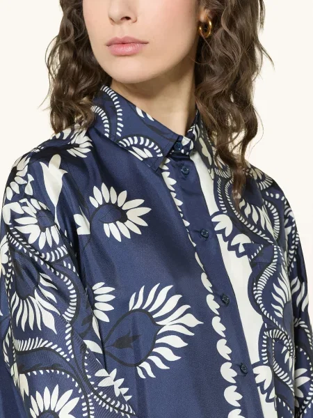 Weekend Max Mara Hedvábná Košile Lastra tmavě modrá černá bílá