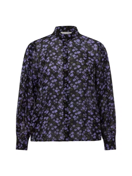 Msch Copenhagen Bluzka MSCHKasandra Kobiety czarny|lila wzorzysty S czarna