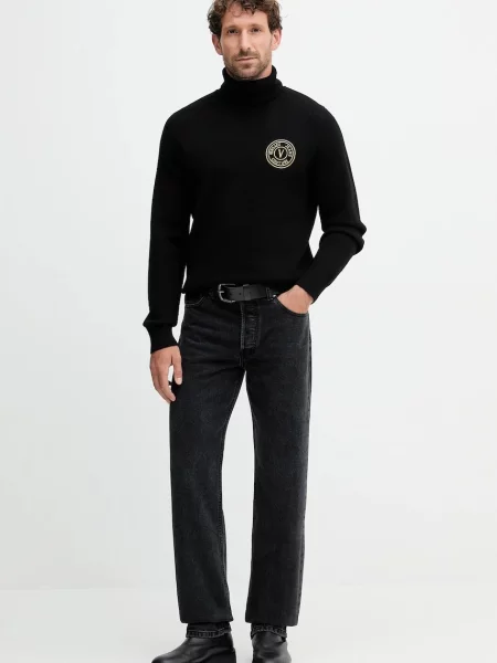 Versace Jeans Couture sweter z wełną z golferm czarny