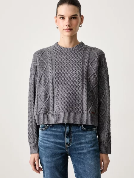 Guess Jeans pulover pentru femei cu amestec de lână gri