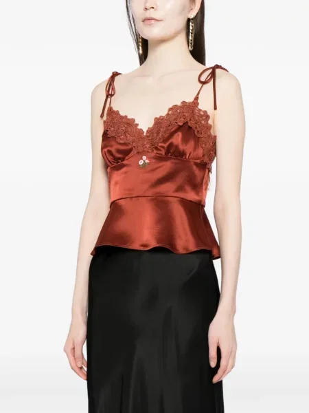 Top Cynthia Rowley din satin maro