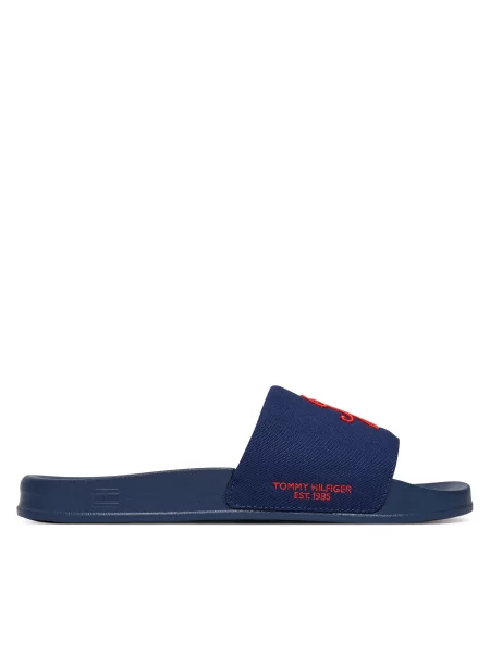 Tommy Hilfiger Papucs Logo Embroidery Canvas Sötétkék kék