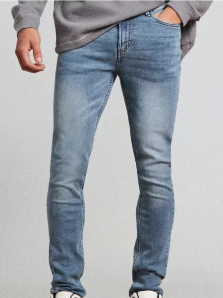Sinsay Spodnie jeansowe super skinny niebieski