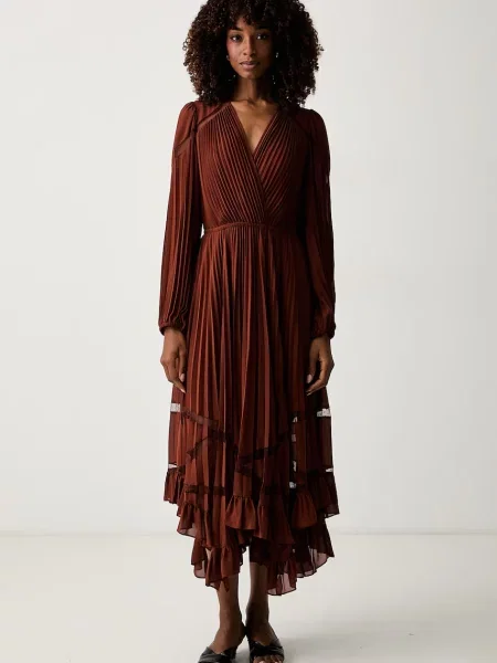 Twinset rochie plisată maro