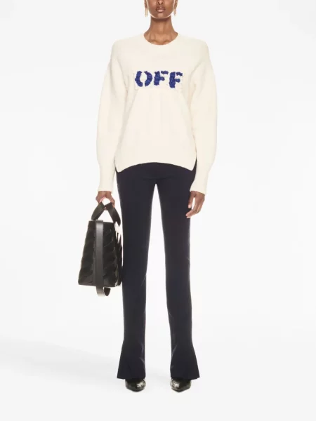 Vilnonis megztinis Off-white su autografu balta