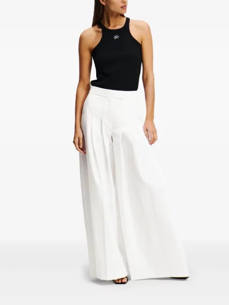 Pantaloni Karl Lagerfeld plisate alb