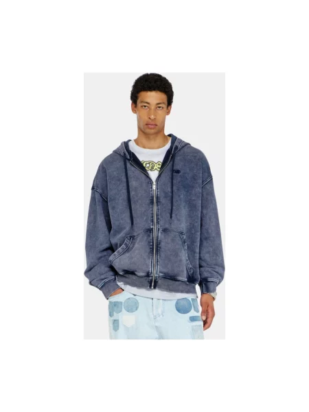 Bluza z kapturem Diesel z kapturem niebieska