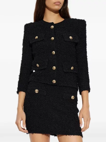 Geacă Balmain din tweed negru