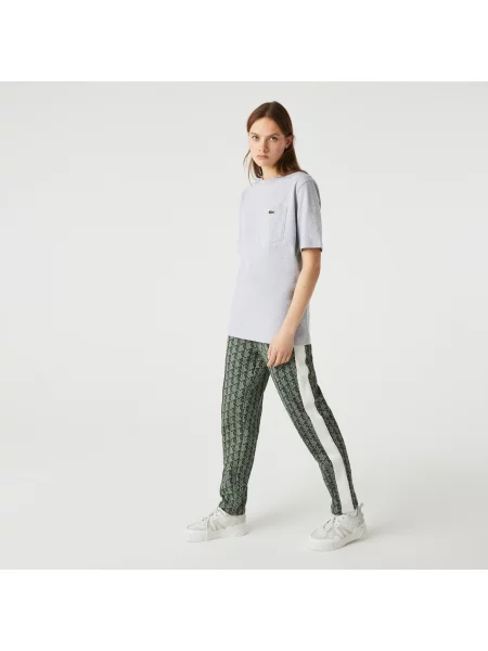 Lacoste L!Ve T-Shirt Unisex Z Nadrukiem I Okrągłym Dekoltem Relaxed Fit szary