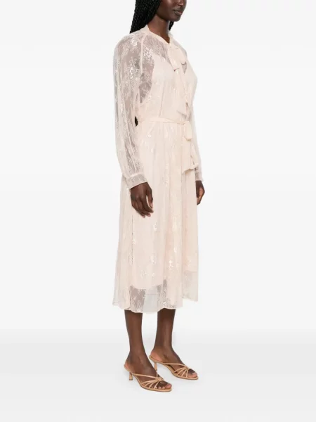 Rochie midi Forte_forte cu funde din dantelă roz