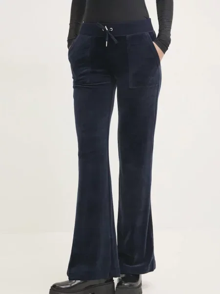 Velur spodnji del trenirke Juicy Couture LAYLA POCKET LR mornarsko modra