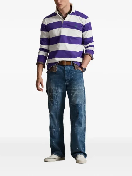 Ριγέ δερμάτινος κάλτσες Polo Ralph Lauren με κορδόνι μαύρο