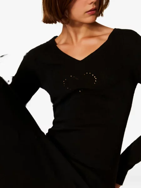 Rochie Twinset tricotate cu decolteu în V de costum negru