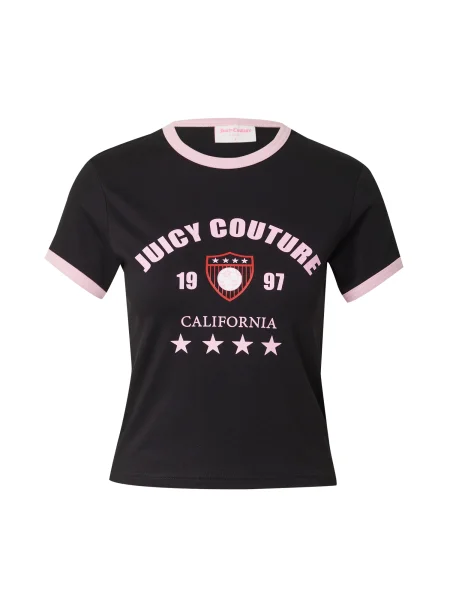 Juicy Couture Tričko The Arched Football Ringer růže / červená offwhite černá