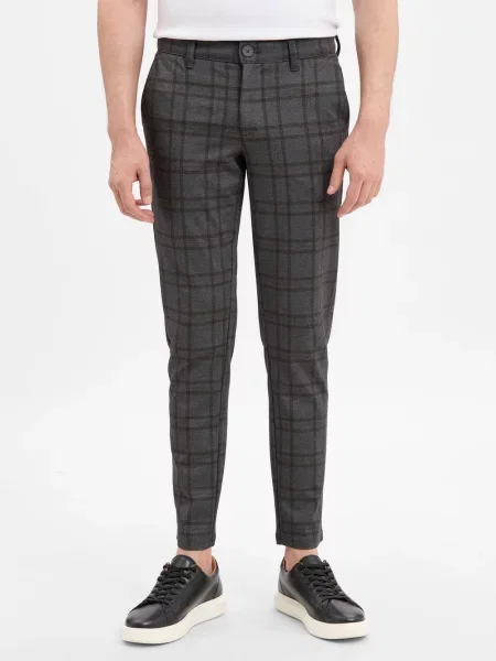 Only&Sons Spodnie ONSMark Mężczyźni w kratkę szary