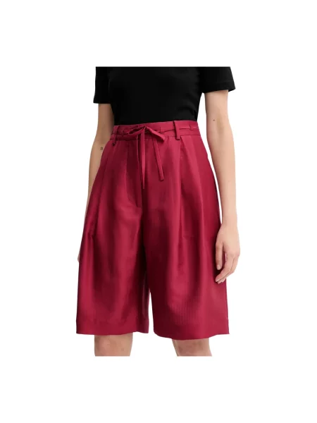 MUNTHE szorty jedwabne PEPPI bordowy gładkie high waist różowe