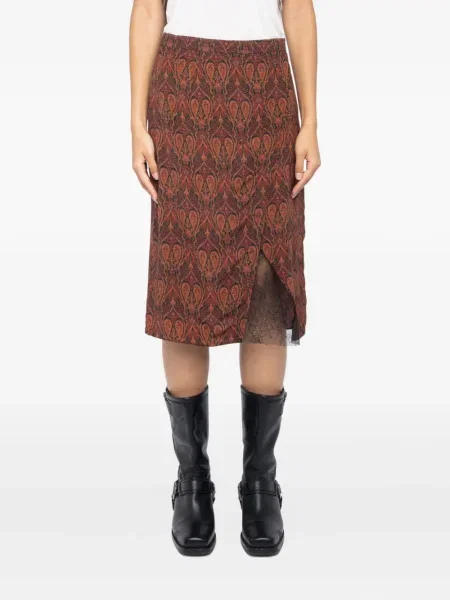 Φούστα Zadig&voltaire με σχέδιο paisley καφέ