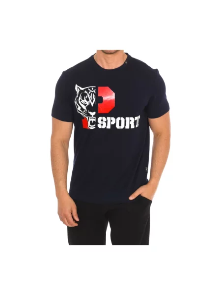 Koszulka sportowa Plein Sport z nadrukiem z krótkim rękawem niebieska
