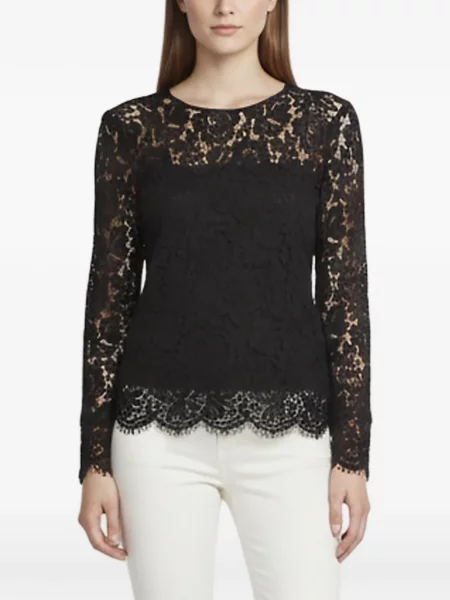 Top Dvf Diane Von Furstenberg cu model floral din dantelă negru