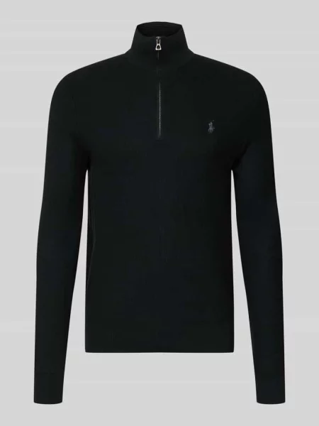 Sweter z dzianiny z wyhaftowanym logo Polo Ralph Lauren czarny