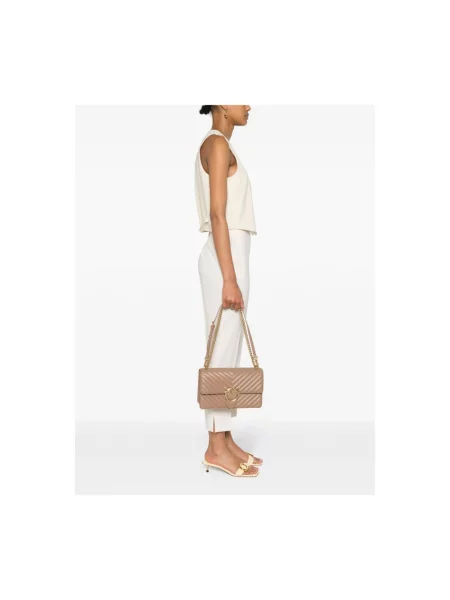 Torebka Pinko skórzana brązowa