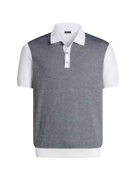 Gulerat tricou polo Kiton gri