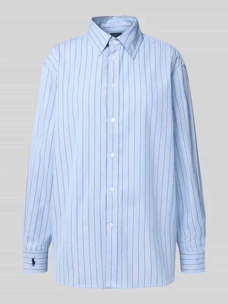 Bluzka koszulowa o kroju regular fit z wyhaftowanym logo Polo Ralph Lauren błękitna