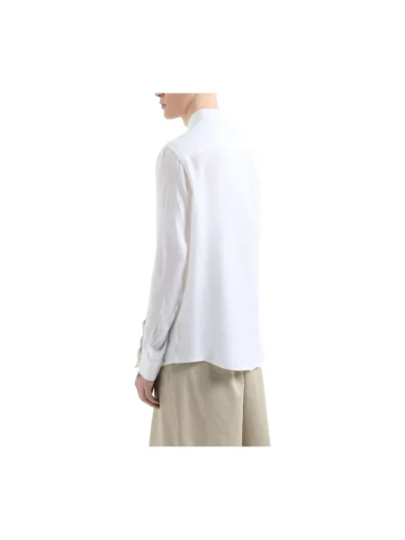 Lniana koszula Armani Exchange z długim rękawem casual biała