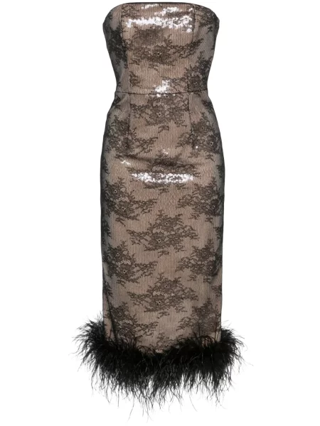 Rochie midi Nissa din dantelă până la genunchi de costum negru