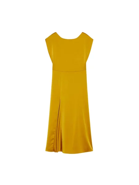 Satynowa sukienka midi Pennyblack do kolan garniturowa żółta