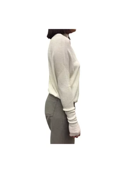 Lniany sweter z golfem Rick Owens beżowy