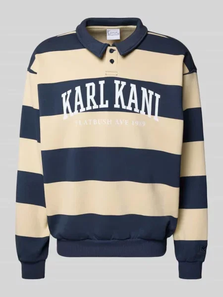 Bluza o kroju oversized z kołnierzykiem polo model „Heritage” Karl Kani