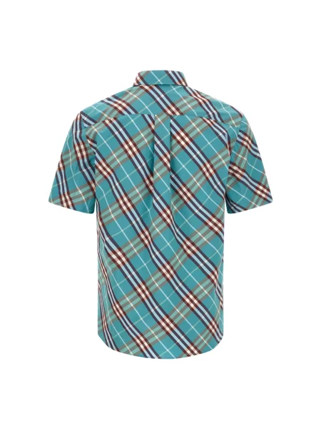 Koszula z krótkim rękawem Burberry w kratę niebieska