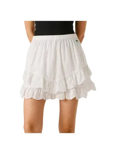 Fustă din denim Pepe Jeans alb