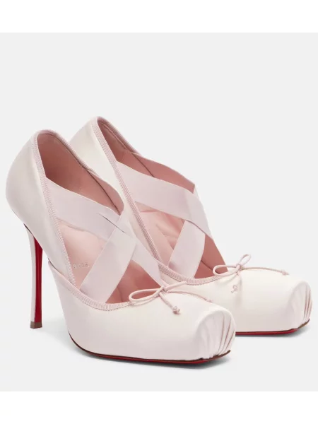 Pantofi cu toc Christian Louboutin din satin roz