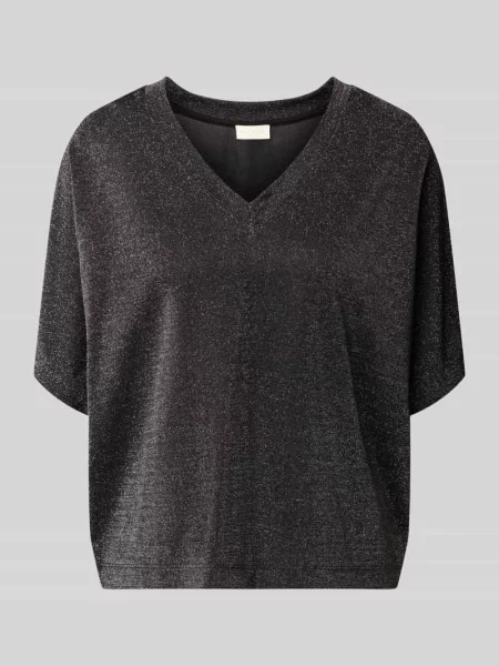 Oversized t-shirt z dekoltem w serek Milano Italy czarna